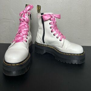 Dr. Martens White Boots with Pink Laces women’s size 6